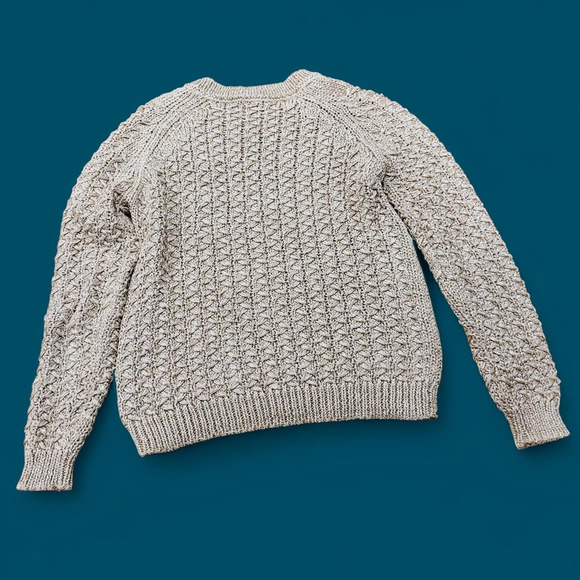 Massimo Dutti Chunky Knit Cotton Crewneck Heavy Cottage Sweater Small - Picture 6 of 7